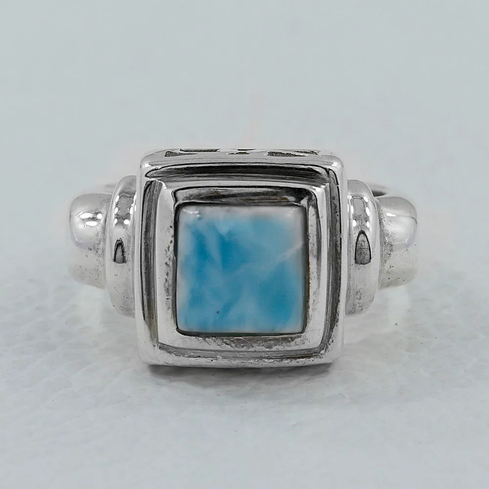 Larimar Gemstone Designer Silver Ring