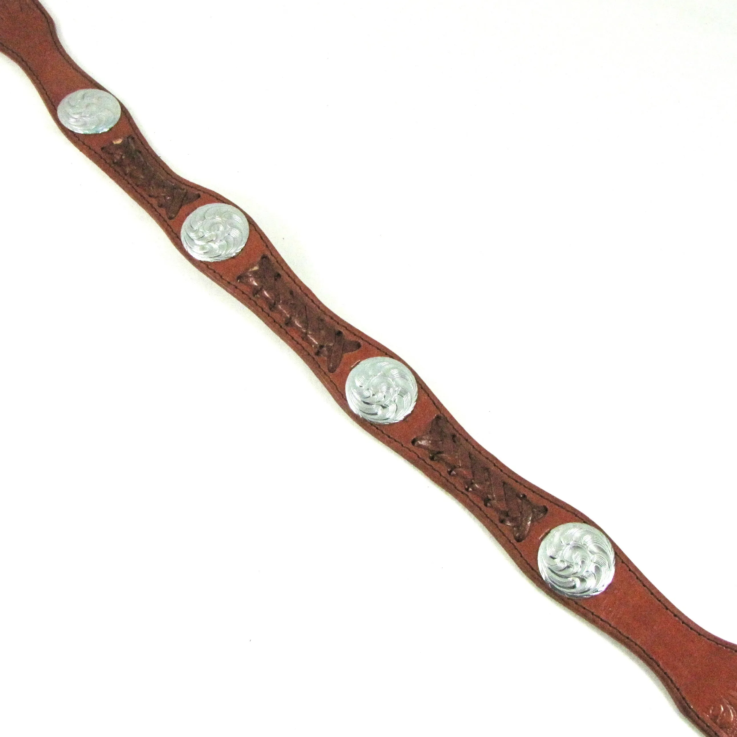 LB-4CO  1 1/2" Western Belt w/ Braid & Concho-Cognac