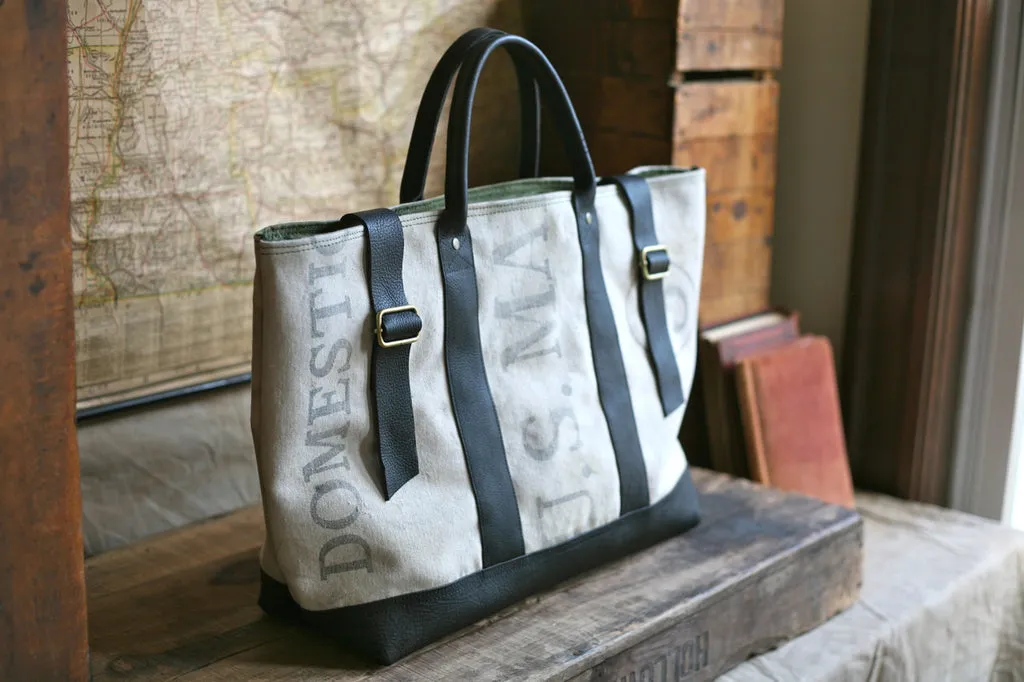 Leather Bottomed 1950's era Canvas Weekend Bag - SOLD