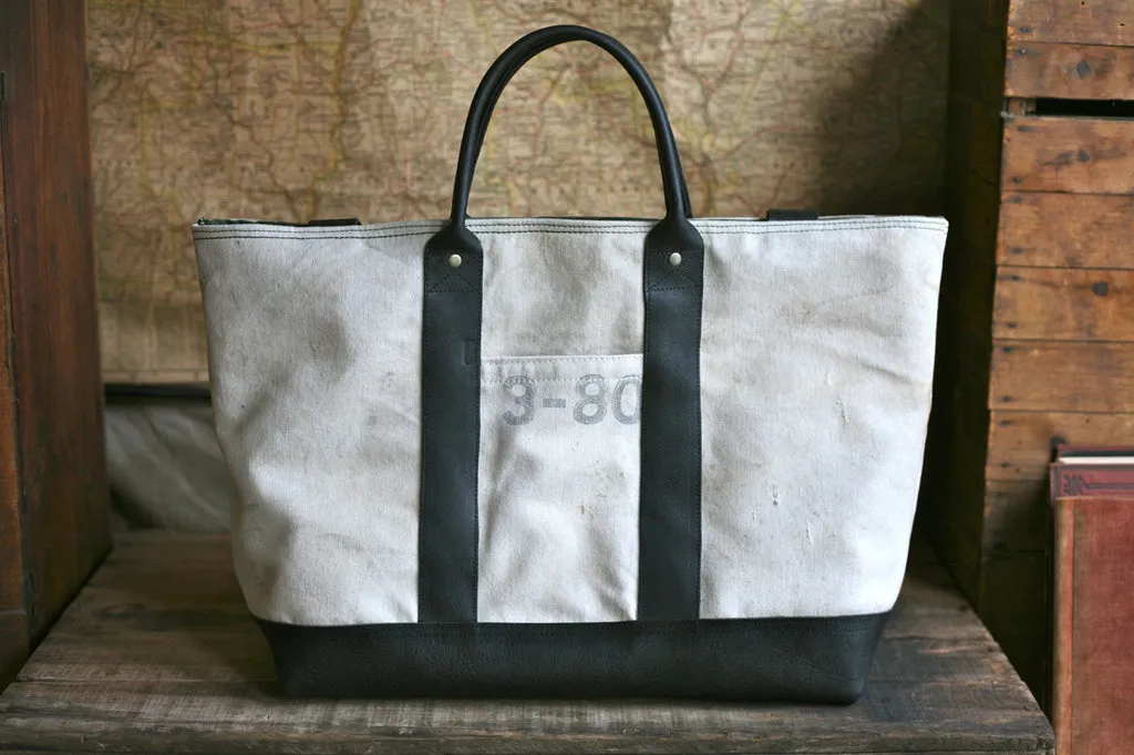 Leather Bottomed 1950's era Canvas Weekend Bag - SOLD