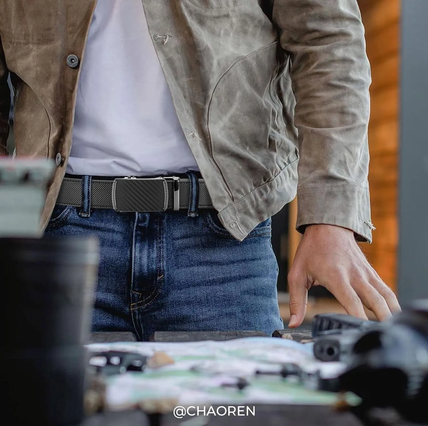 Leather Ratchet Belt for Men