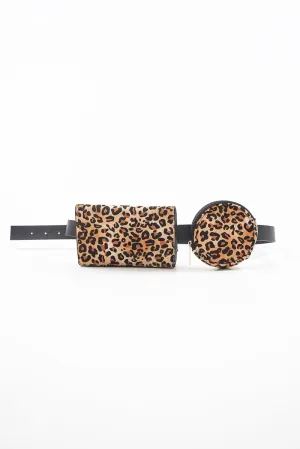 Leopard Print Double Pouch Belt Bag - Cammy