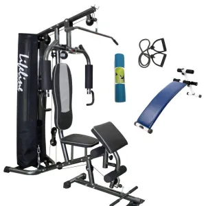 Lifeline Home Gym Setup Deluxe 005 For Workout At Home Bundles With Resistance Band, Yoga Mat and Fitness Curve Bench 5501A || Available on EMI