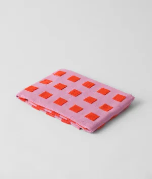 Lilac/Red Squares Tea Towel