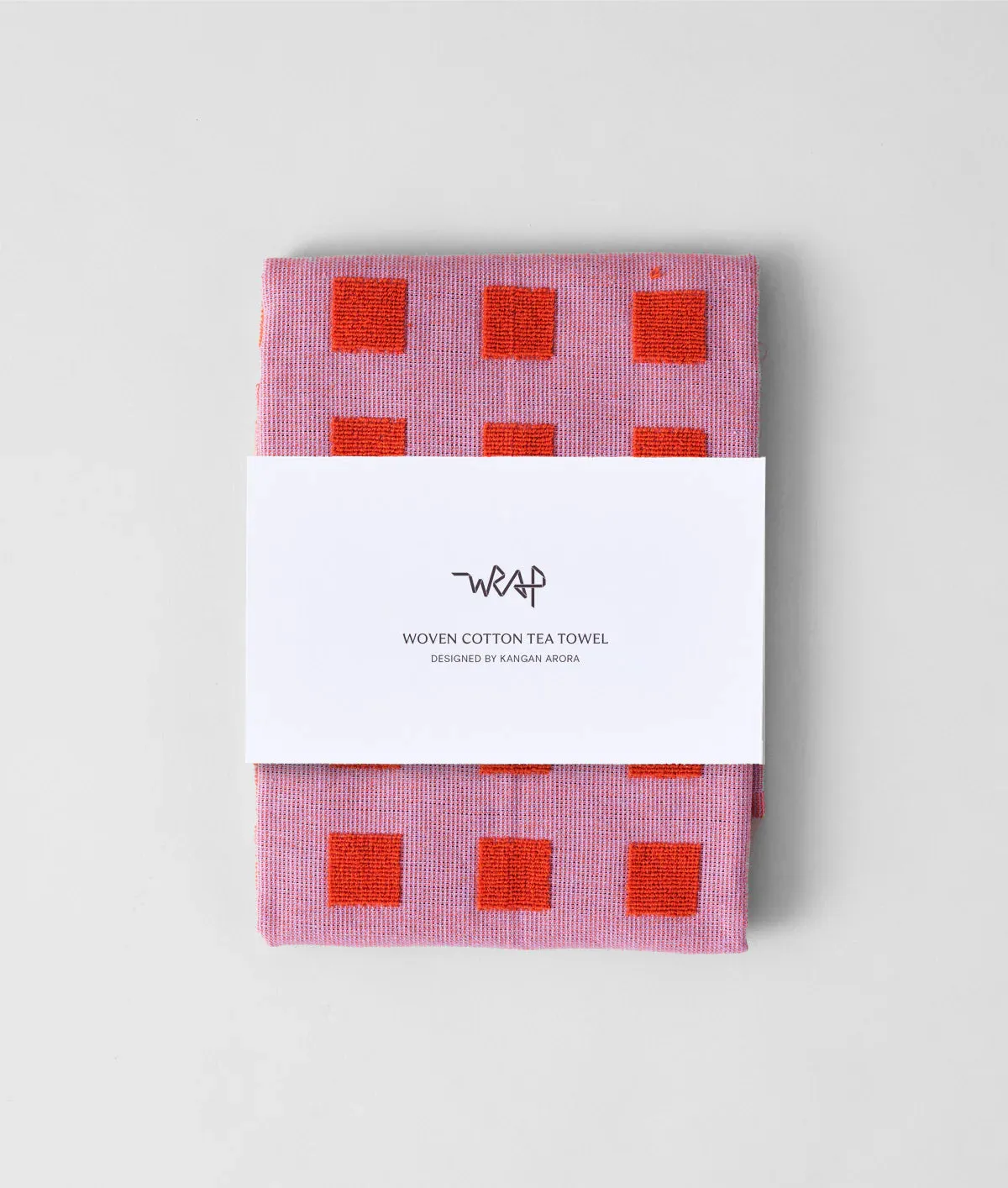 Lilac/Red Squares Tea Towel