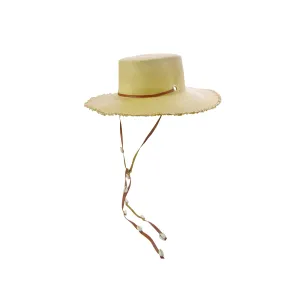 Long Brim Cordovan hat with Leather & Seashells band