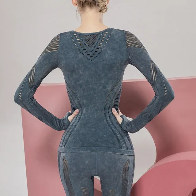 Long Sleeve Yoga Shirts Sport Yoga Set
