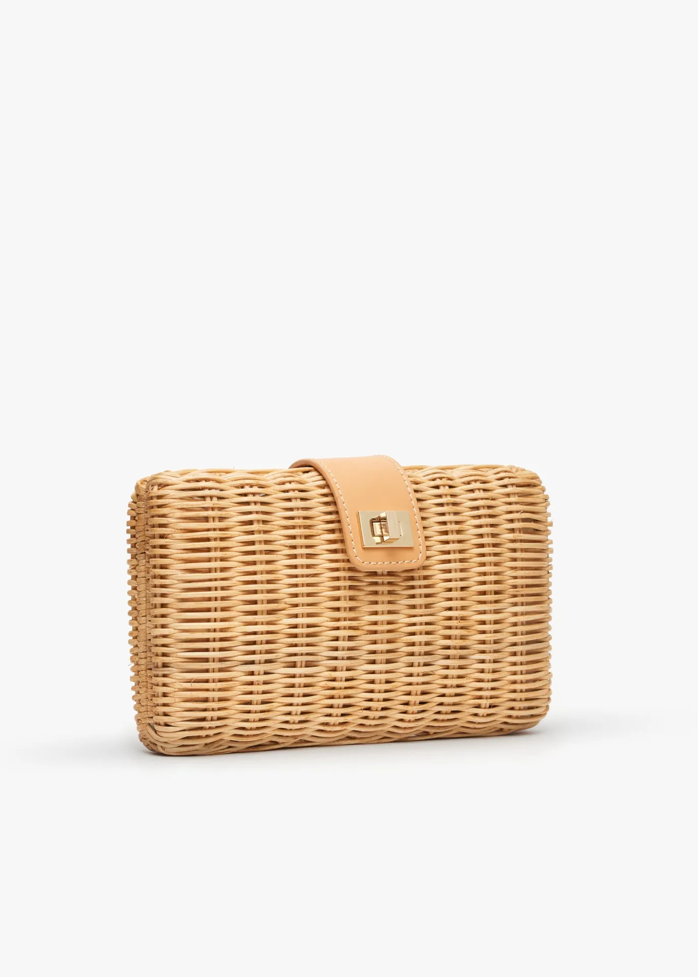 Lou Wicker Straw Clutch Bag