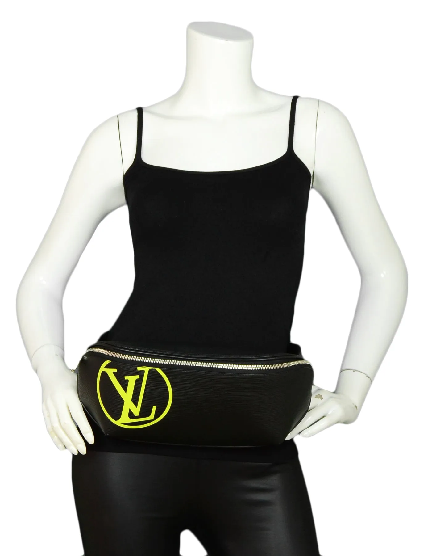 Louis Vuitton 2019 Black Epi Leather Bumbag Bag w/ Neon LV Logo