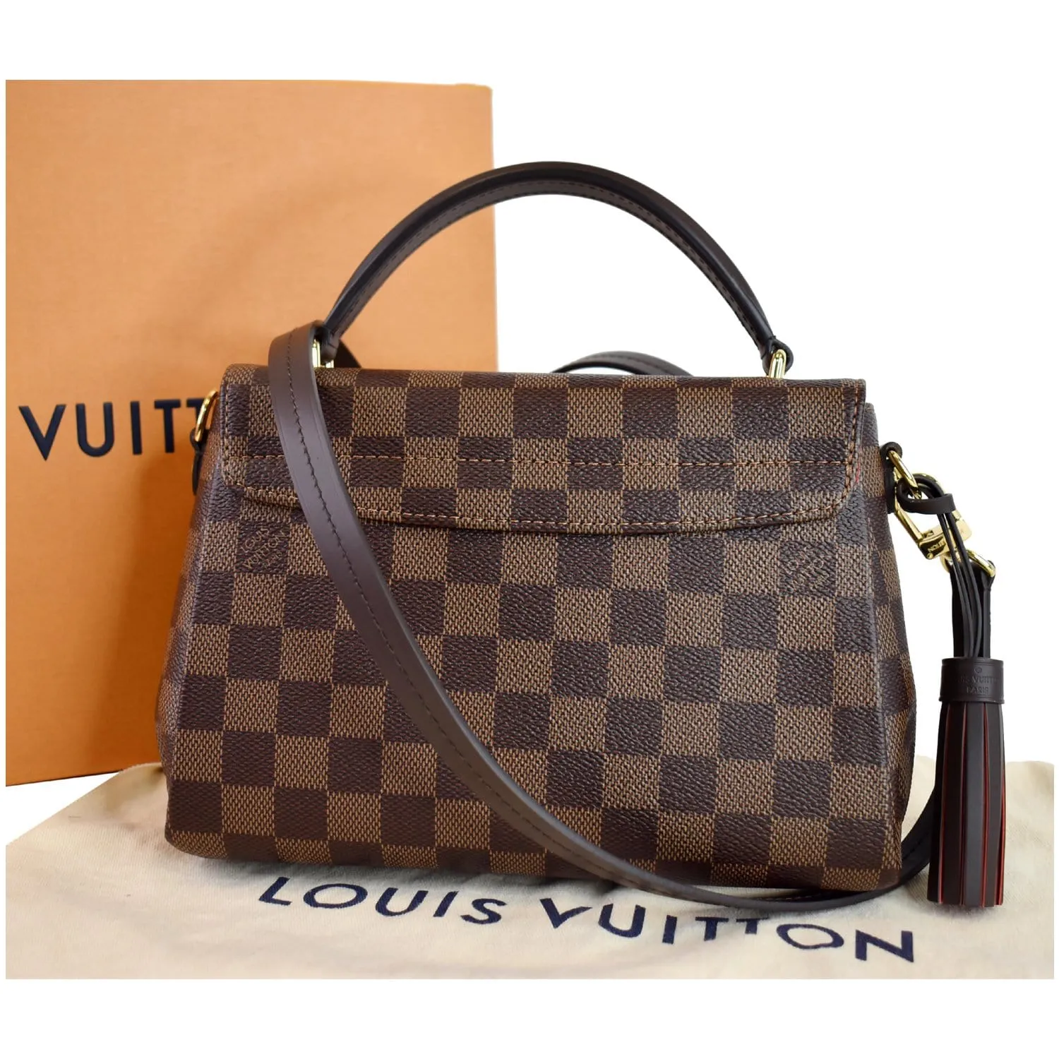 LOUIS VUITTON Croisette Damier Ebene Crossbody Bag Brown