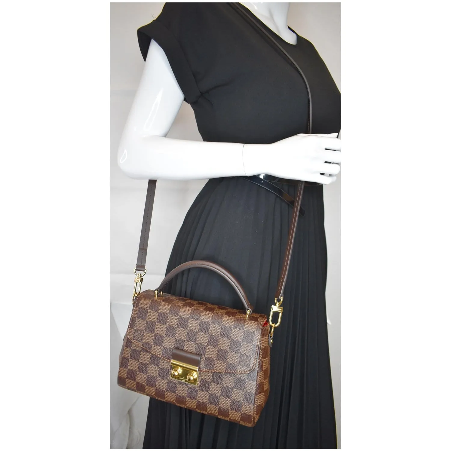 LOUIS VUITTON Croisette Damier Ebene Crossbody Bag Brown