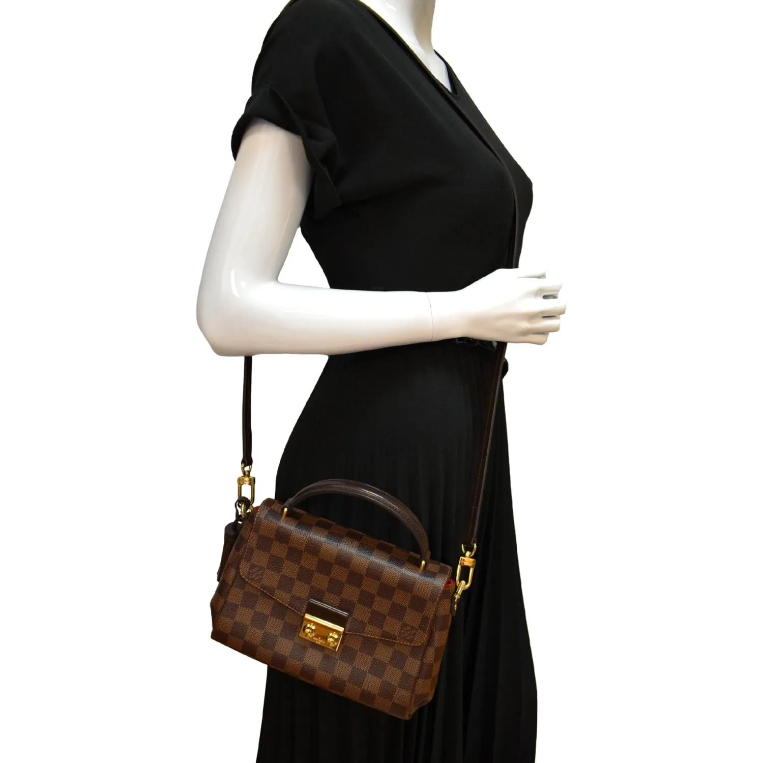 LOUIS VUITTON Croisette Damier Ebene Crossbody Bag Brown