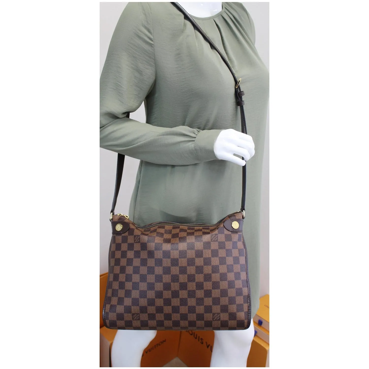 LOUIS VUITTON Duomo Damier Ebene Crossbody Bag Brown
