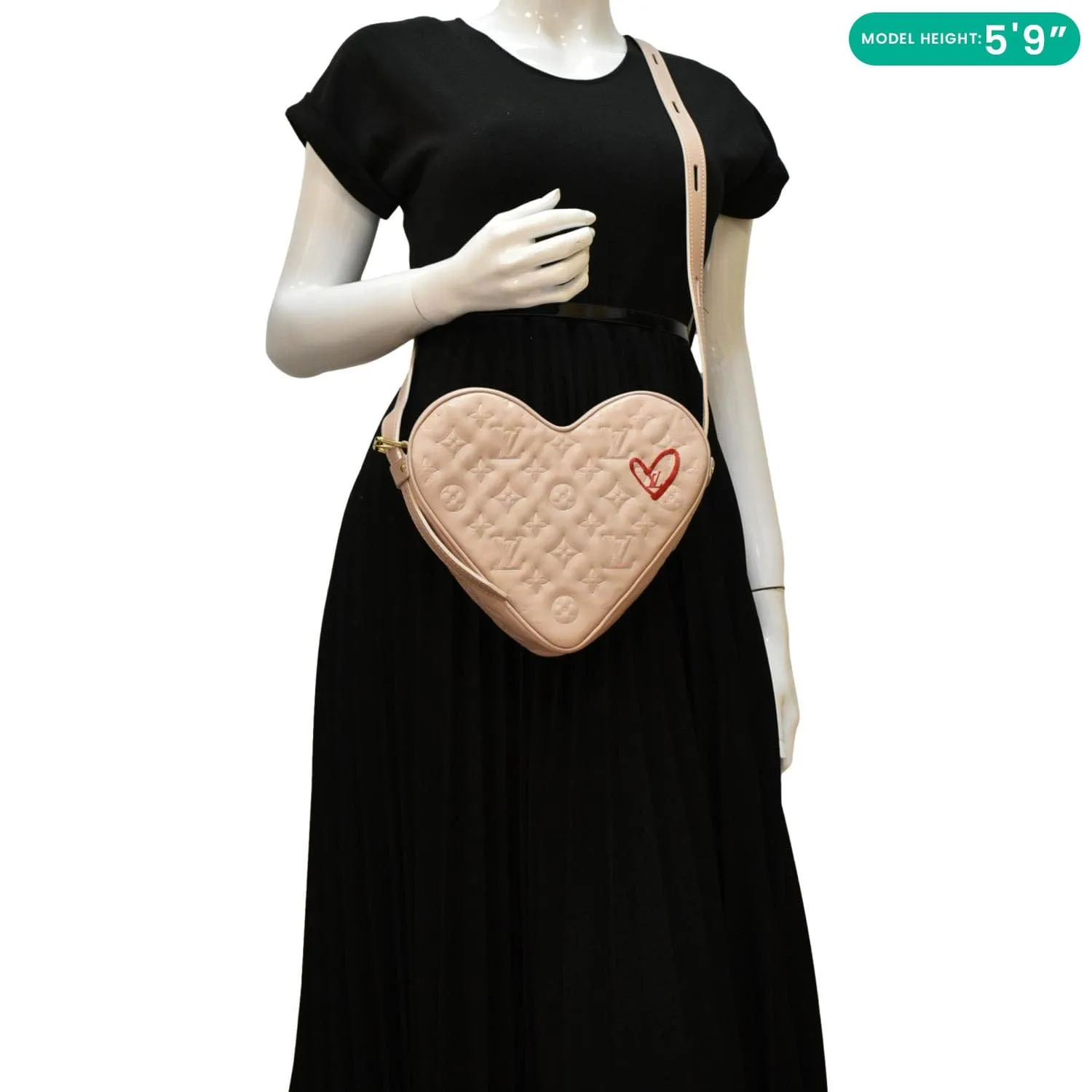 LOUIS VUITTON Fall In Love Sac Coeur Monogram Embossed Crossbody Bag Light Pink