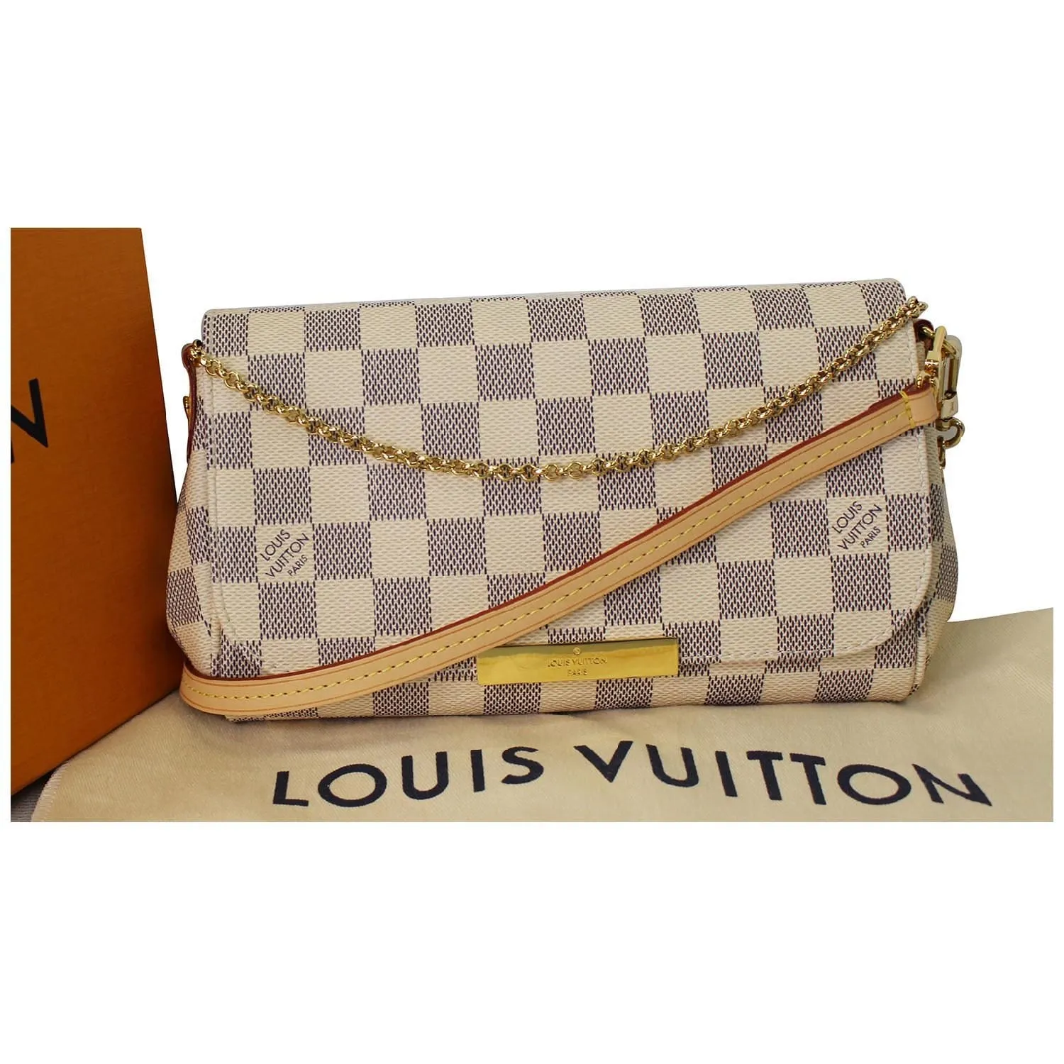 LOUIS VUITTON Favorite PM Damier Azur Crossbody Bag White