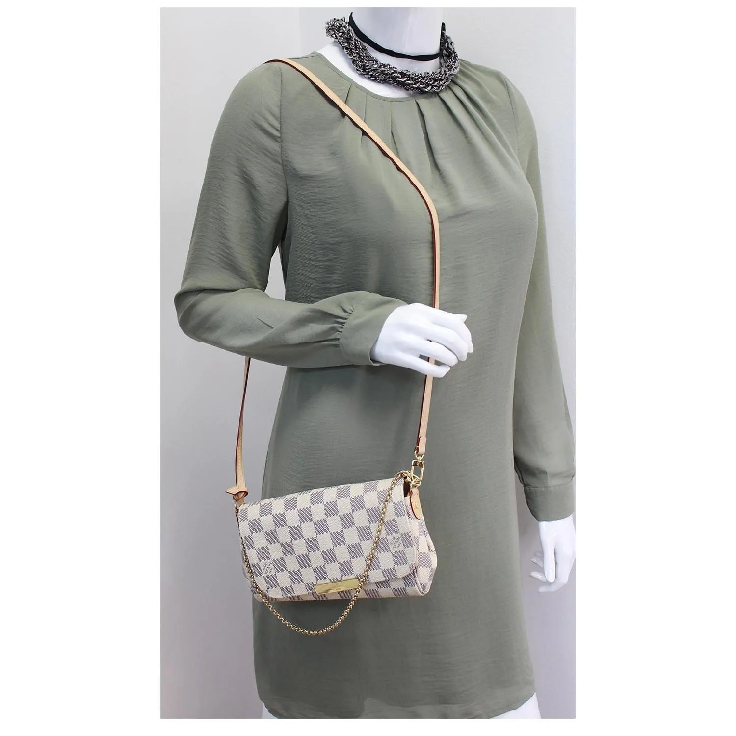 LOUIS VUITTON Favorite PM Damier Azur Crossbody Bag White