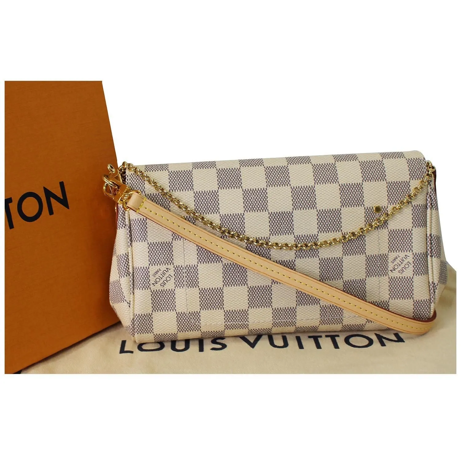 LOUIS VUITTON Favorite PM Damier Azur Crossbody Bag White