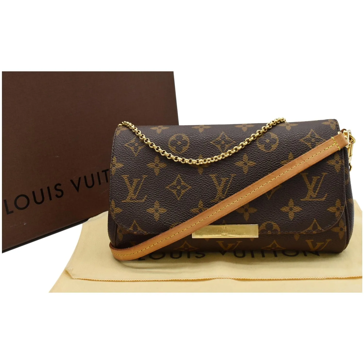 LOUIS VUITTON Favorite PM Monogram Canvas Crossbody Bag Brown- 15% OFF