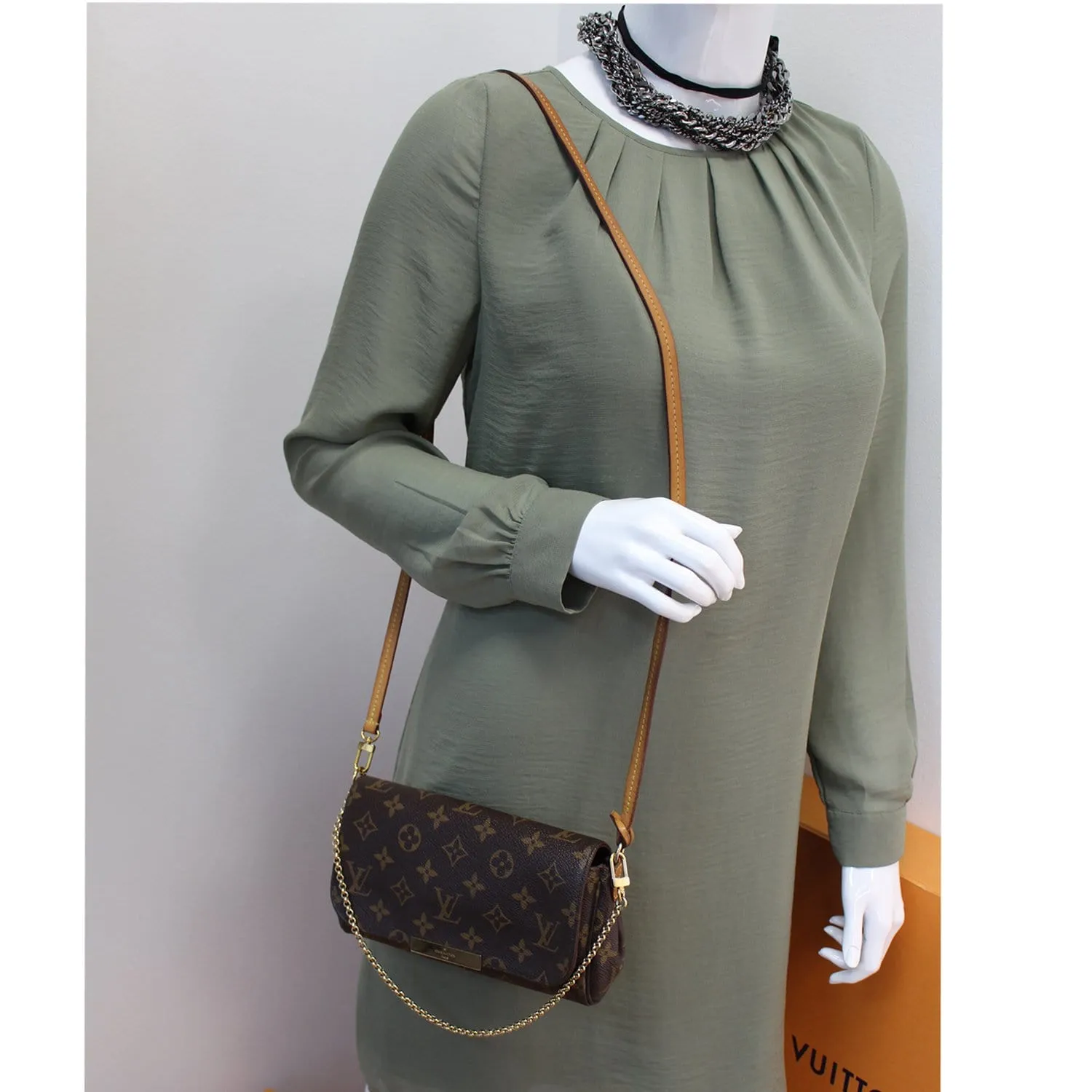 LOUIS VUITTON Favorite PM Monogram Canvas Crossbody Bag Brown