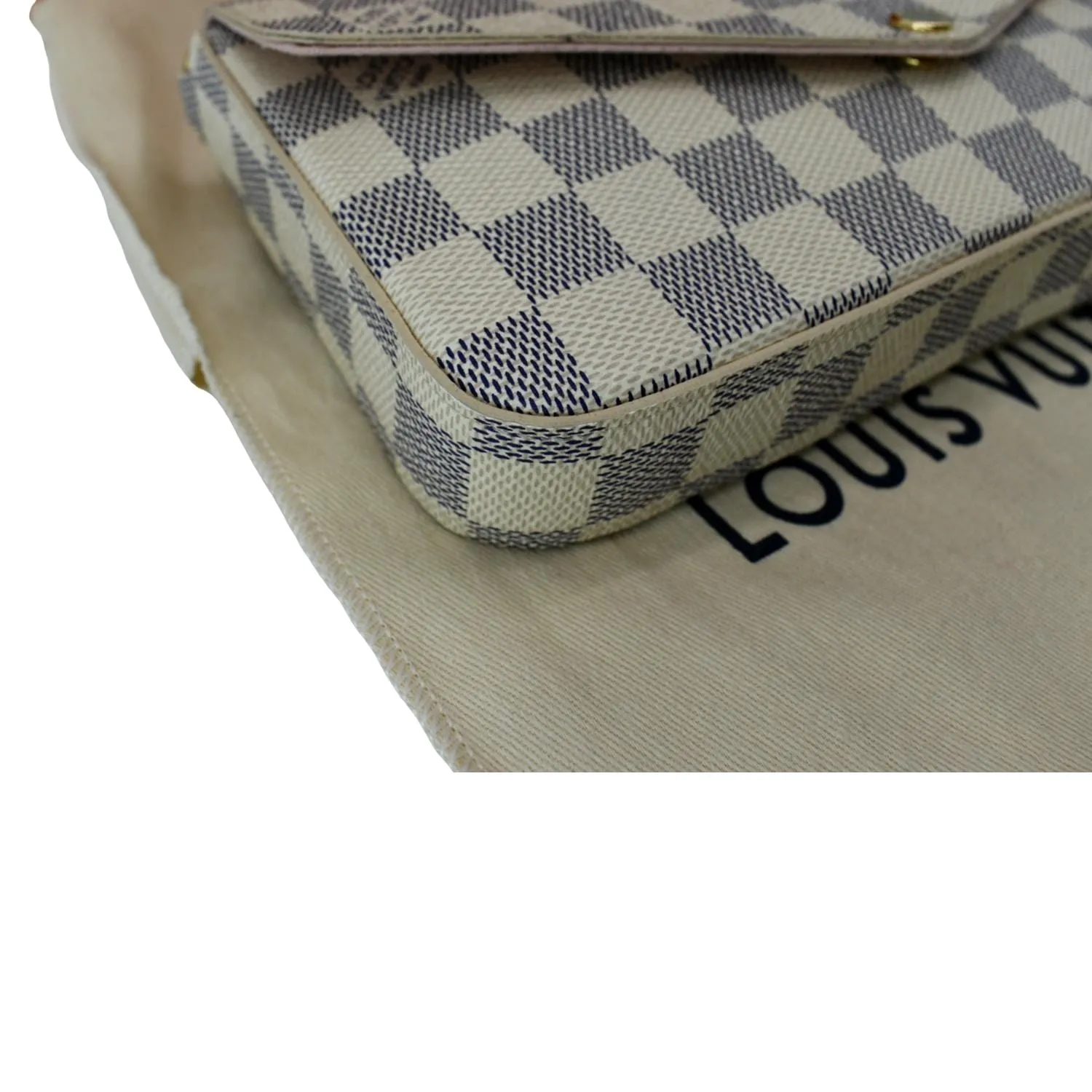 LOUIS VUITTON Felicie Pochette Damier Azur Crossbody Bag White