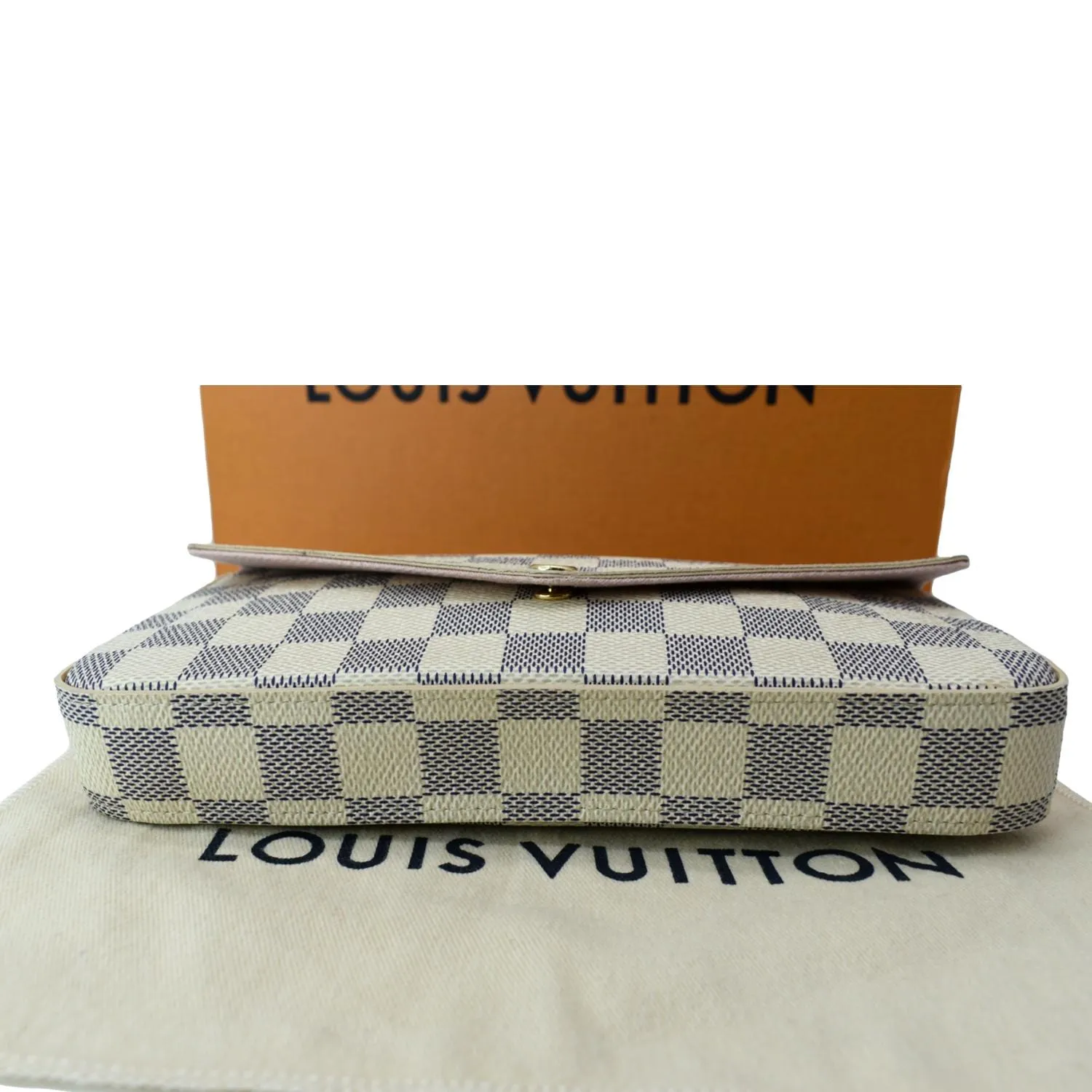 LOUIS VUITTON Felicie Pochette Damier Azur Crossbody Bag White