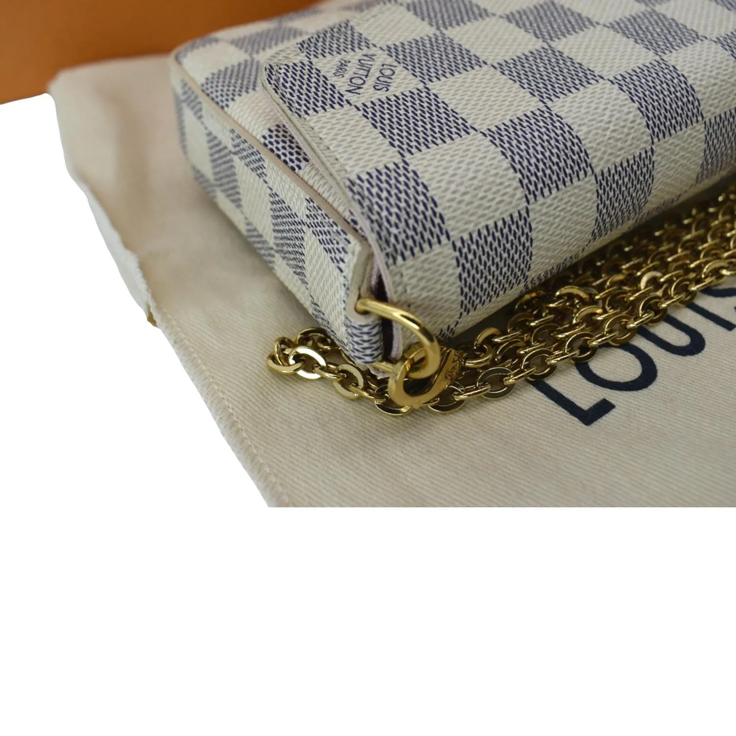 LOUIS VUITTON Felicie Pochette Damier Azur Crossbody Bag White