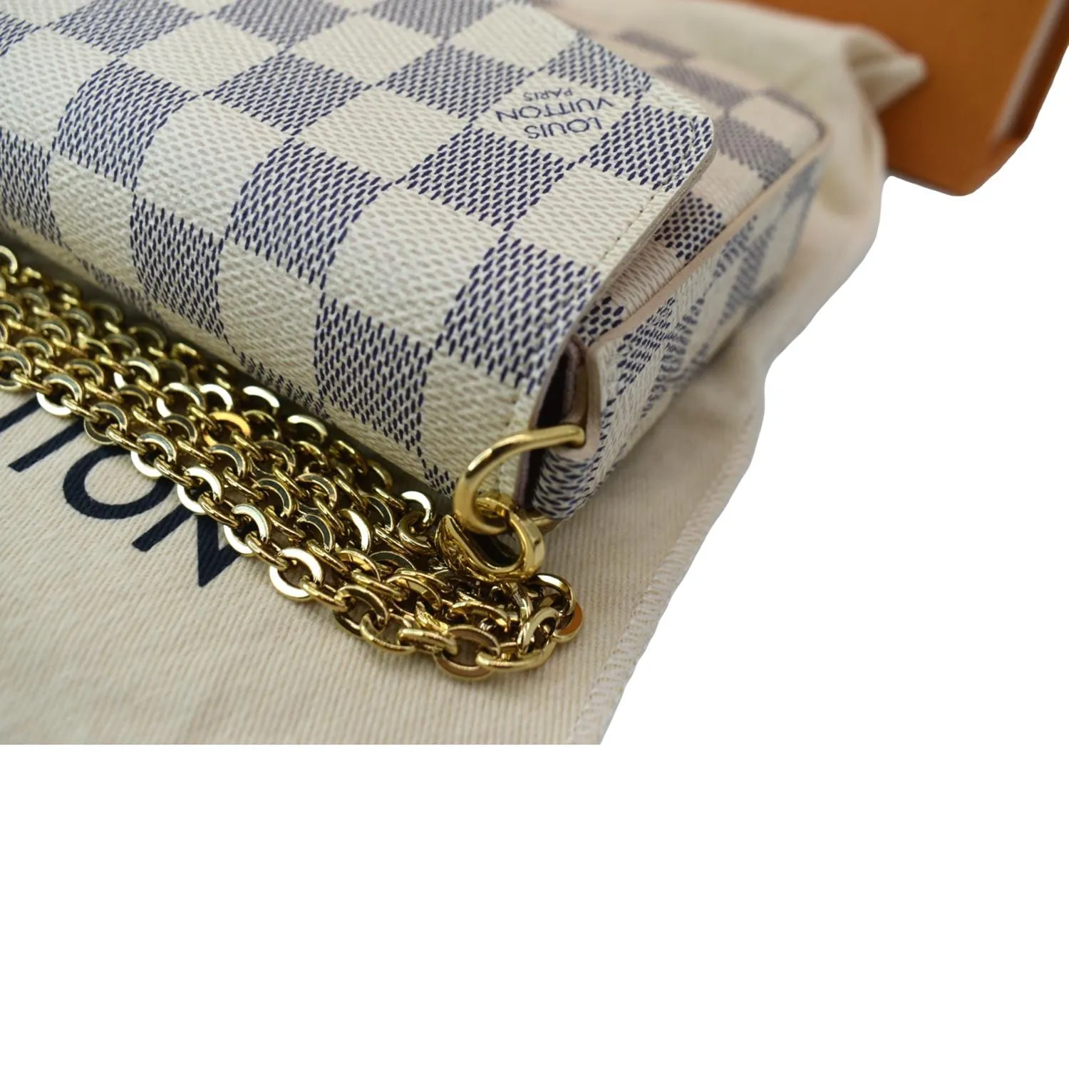 LOUIS VUITTON Felicie Pochette Damier Azur Crossbody Bag White