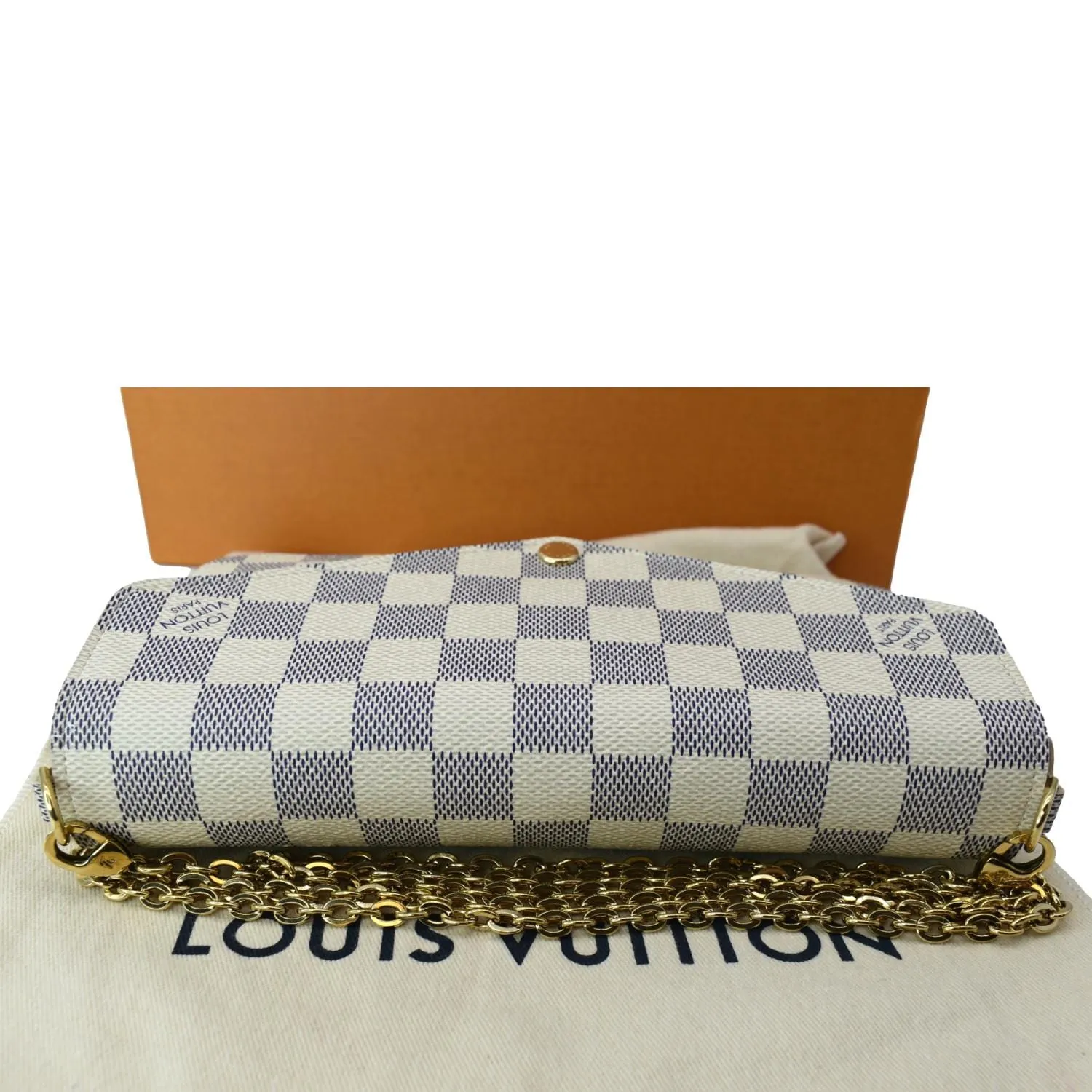 LOUIS VUITTON Felicie Pochette Damier Azur Crossbody Bag White