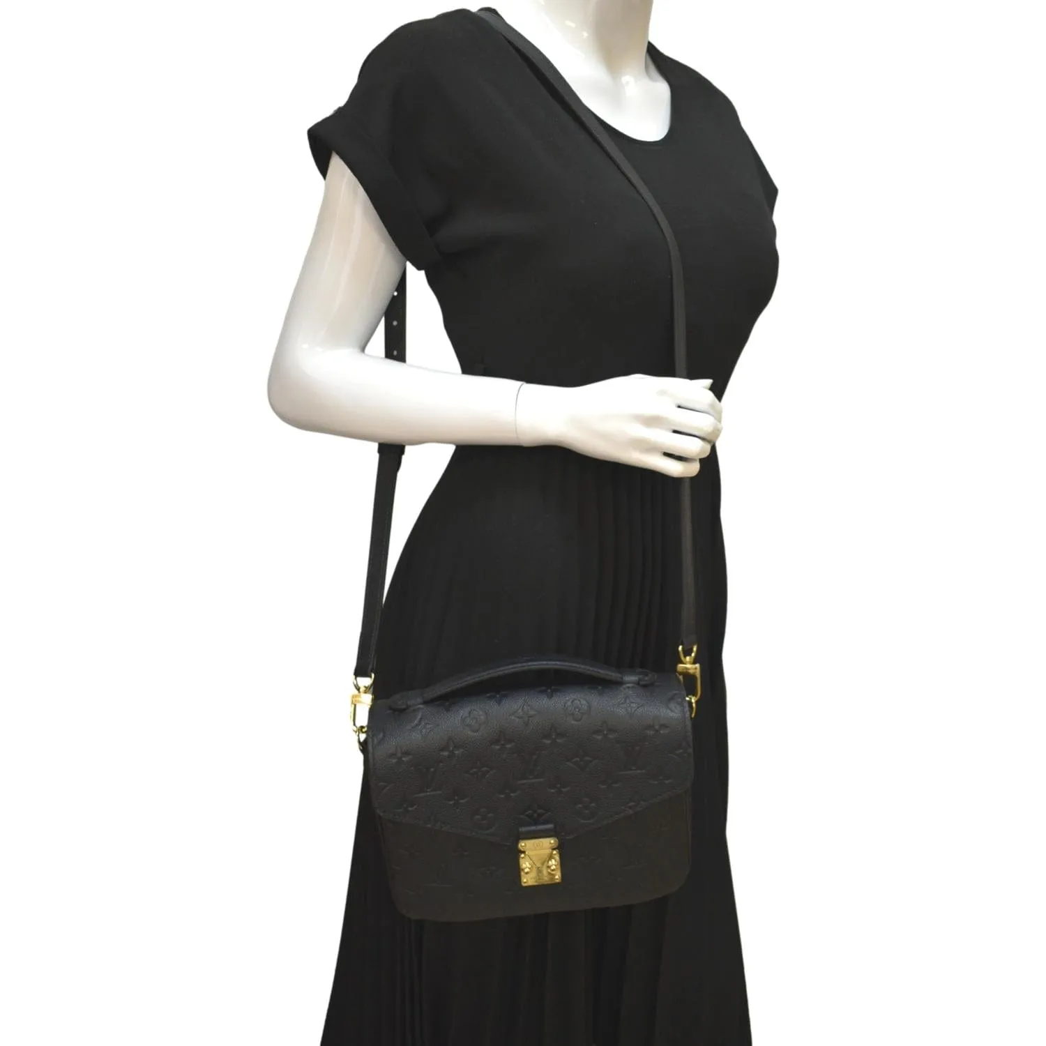 LOUIS VUITTON Metis Pochette Empreinte Leather Crossbody Bag Black