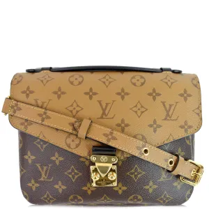 LOUIS VUITTON Metis Pochette Reverse Monogram Canvas Crossbody Bag Brown