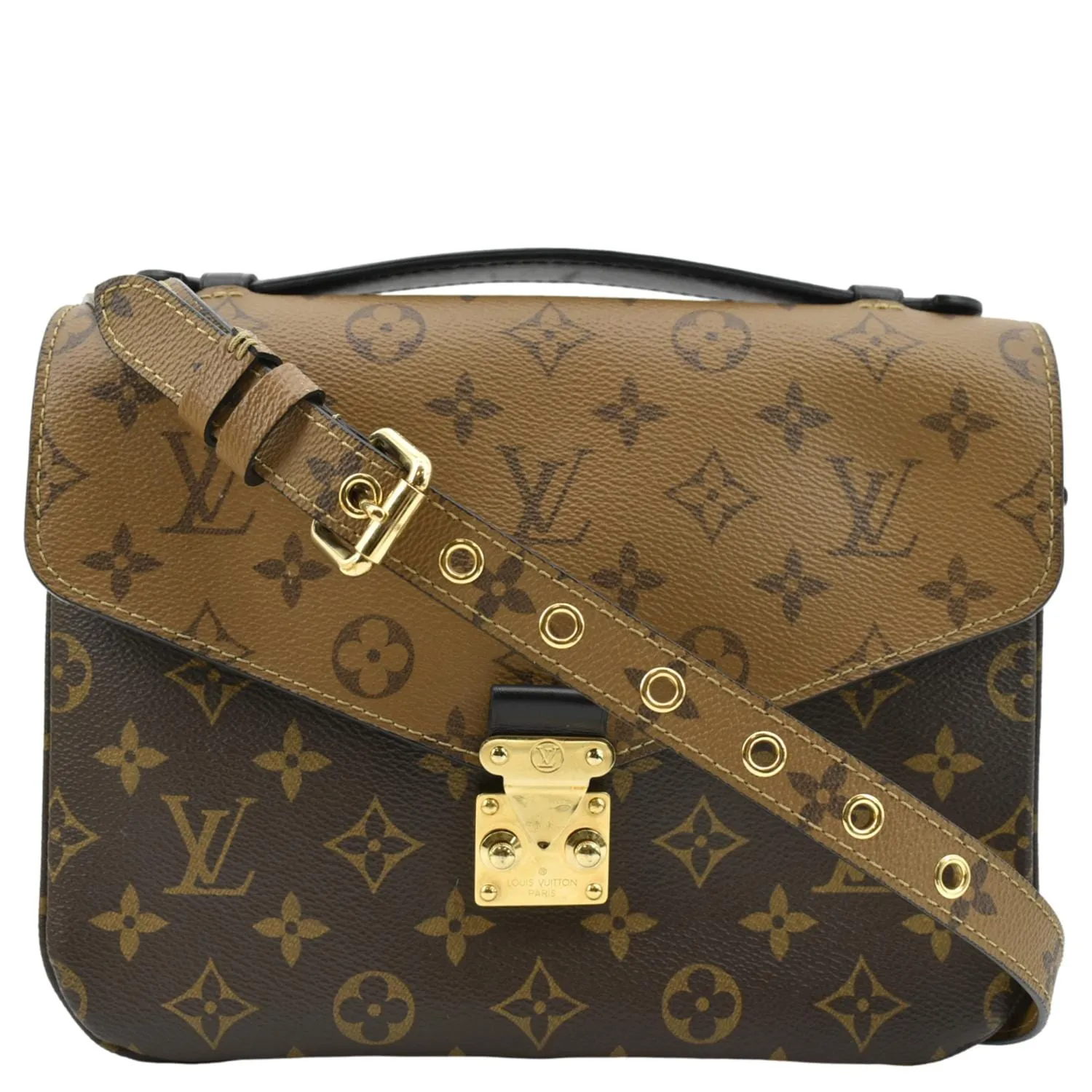 LOUIS VUITTON Metis Pochette Reverse Monogram Canvas Crossbody Bag Brown