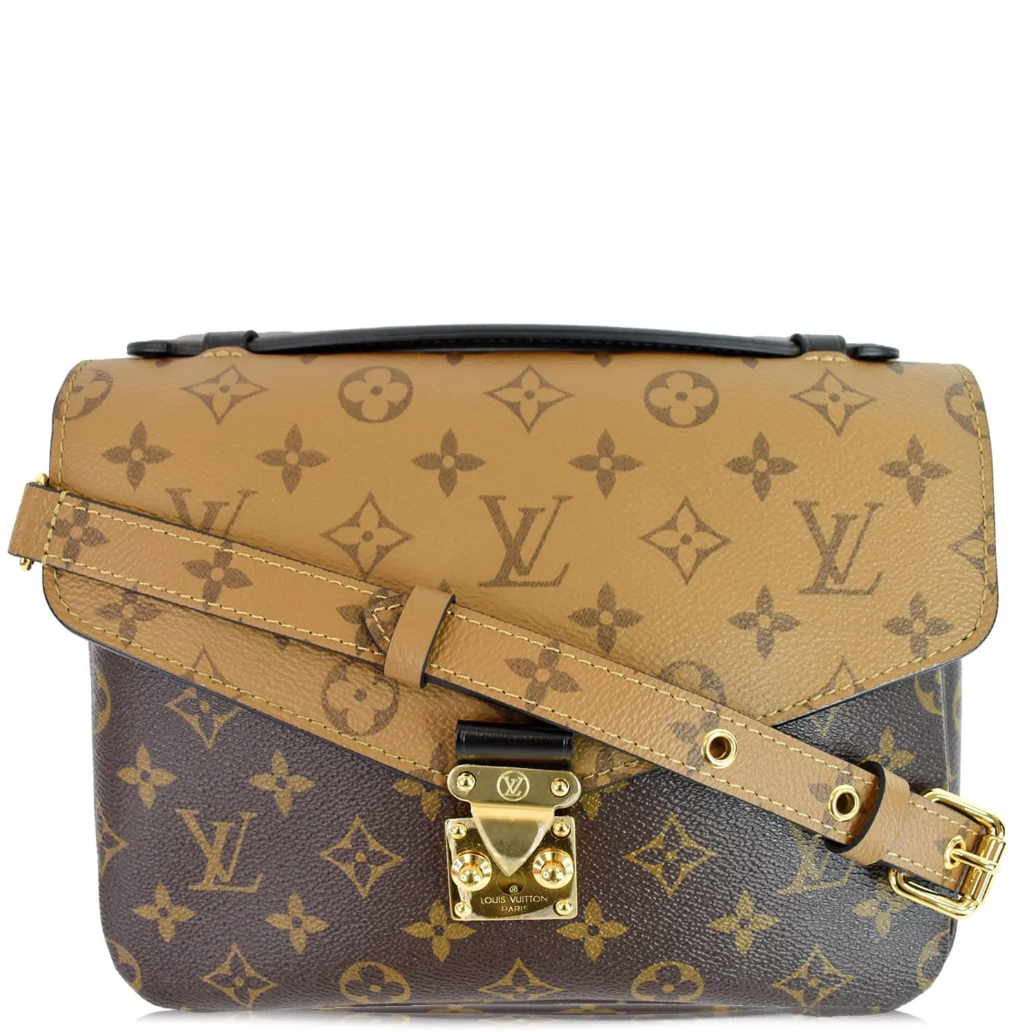 LOUIS VUITTON Metis Pochette Reverse Monogram Canvas Crossbody Bag Brown