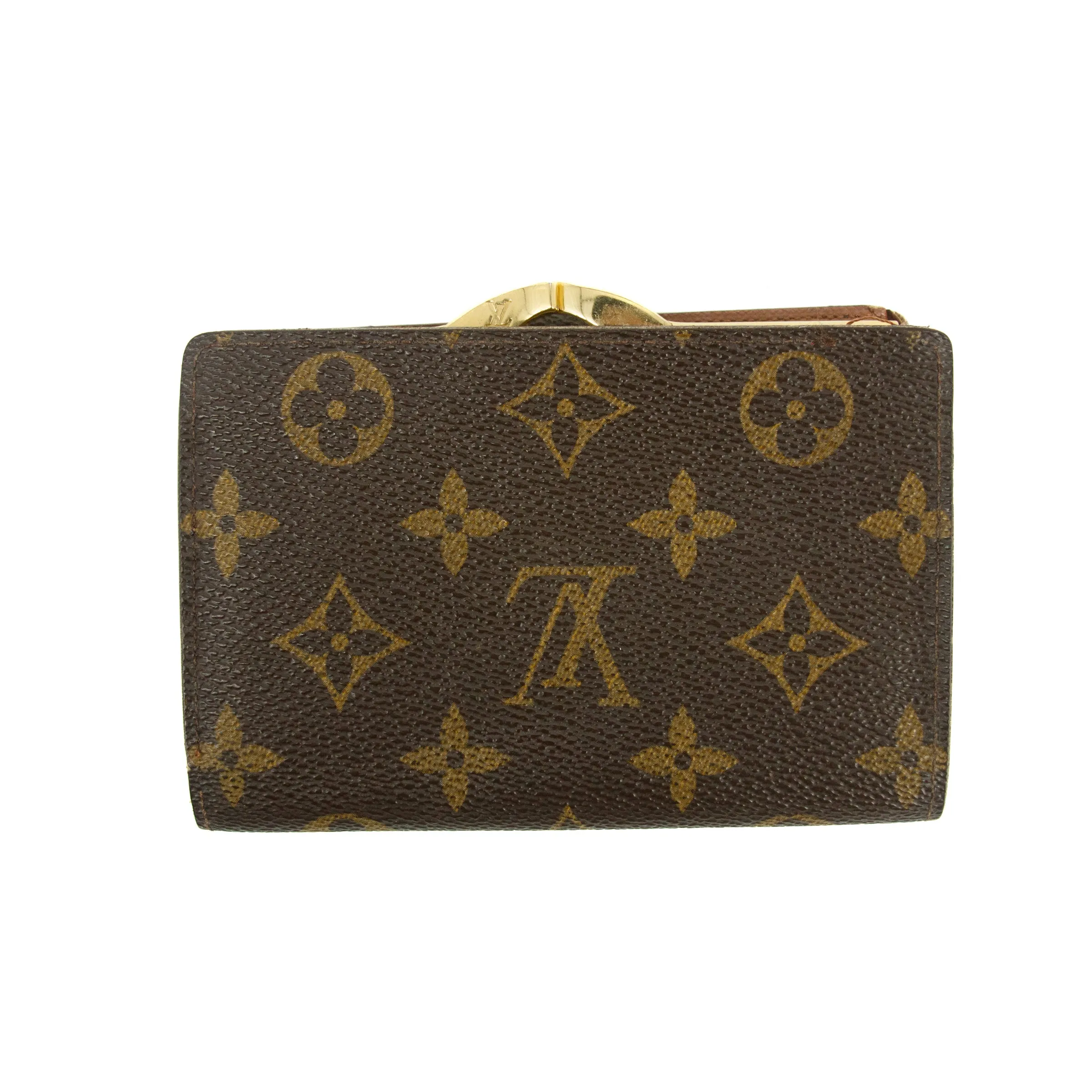 Louis Vuitton Monogram Canvas Kisslock Wallet Brown #3092