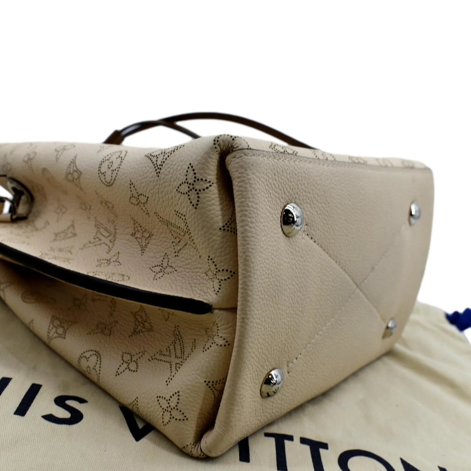 LOUIS VUITTON Muria Mahina Perforated Leather Crossbody Bag Creme