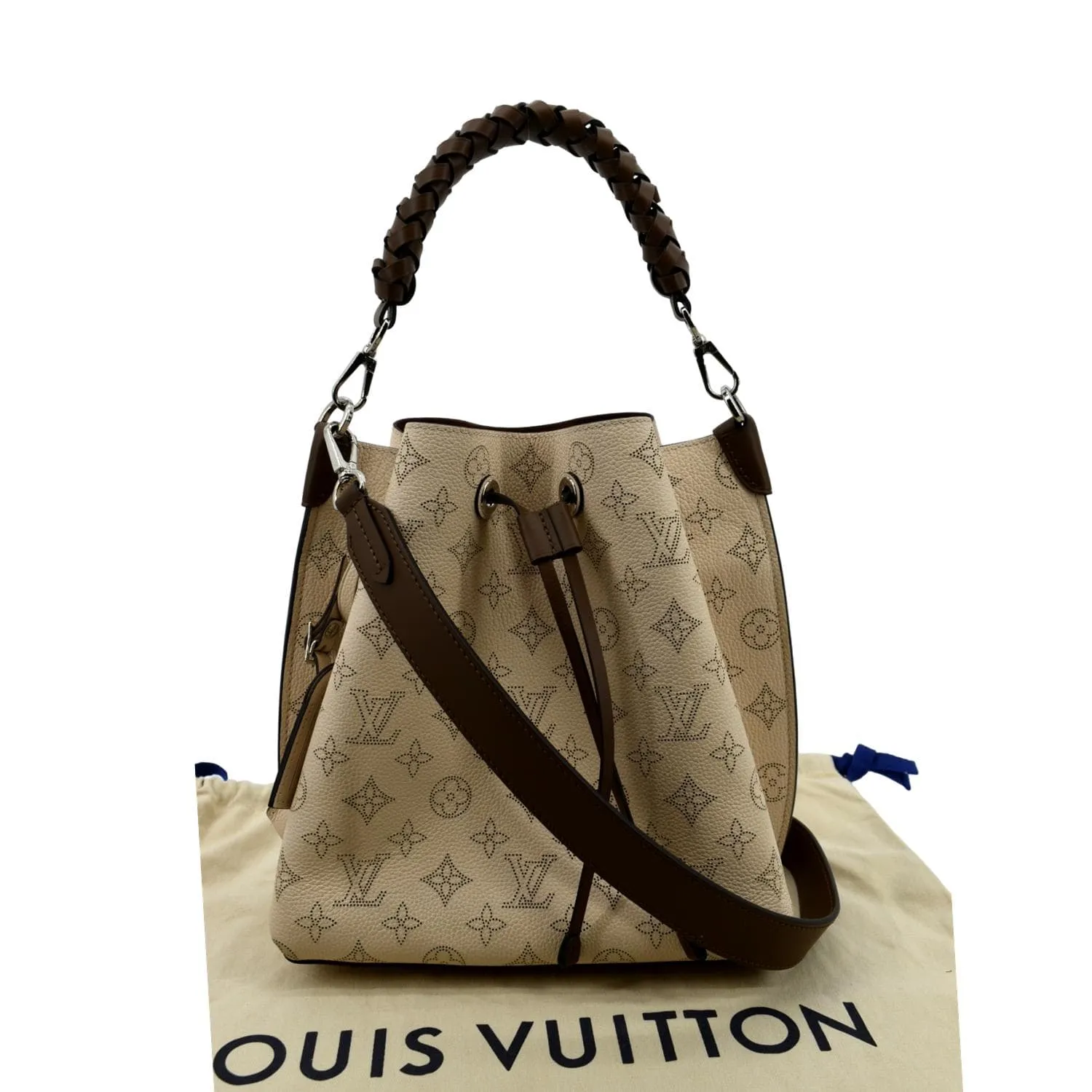 LOUIS VUITTON Muria Mahina Perforated Leather Crossbody Bag Creme