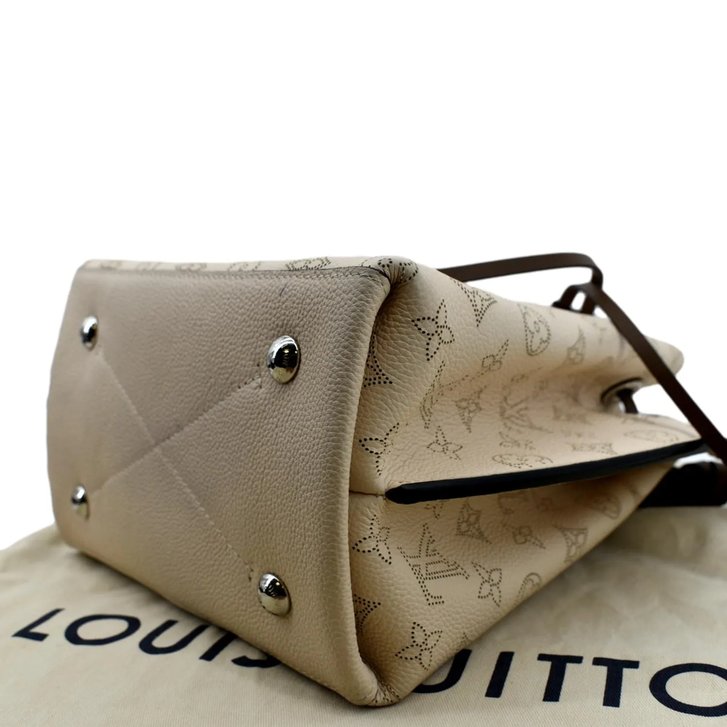 LOUIS VUITTON Muria Mahina Perforated Leather Crossbody Bag Creme