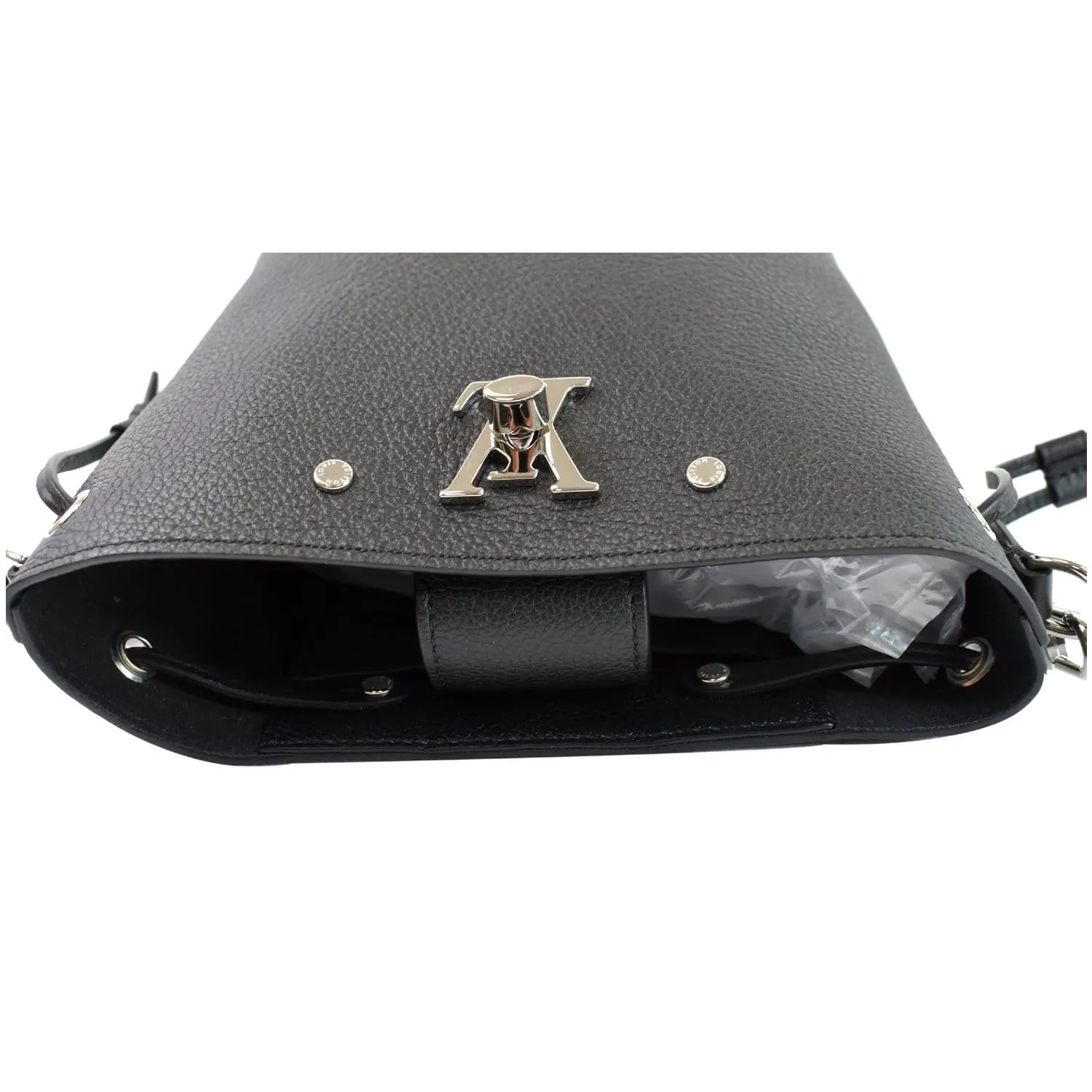 LOUIS VUITTON Nano Lockme Bucket Calf leather Crossbody Bag Black - Final Sale