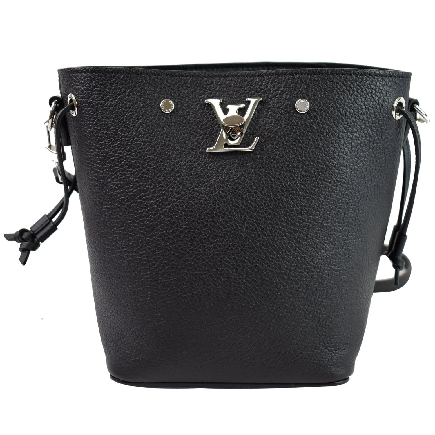 LOUIS VUITTON Nano Lockme Bucket Calf leather Crossbody Bag Black - Final Sale
