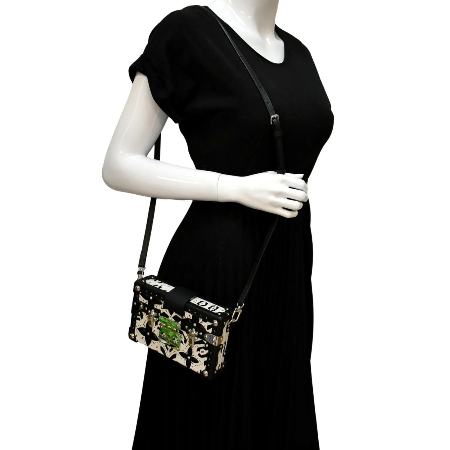LOUIS VUITTON Petite Malle Graphic Print Leather Crossbody Bag Black/Multicolor