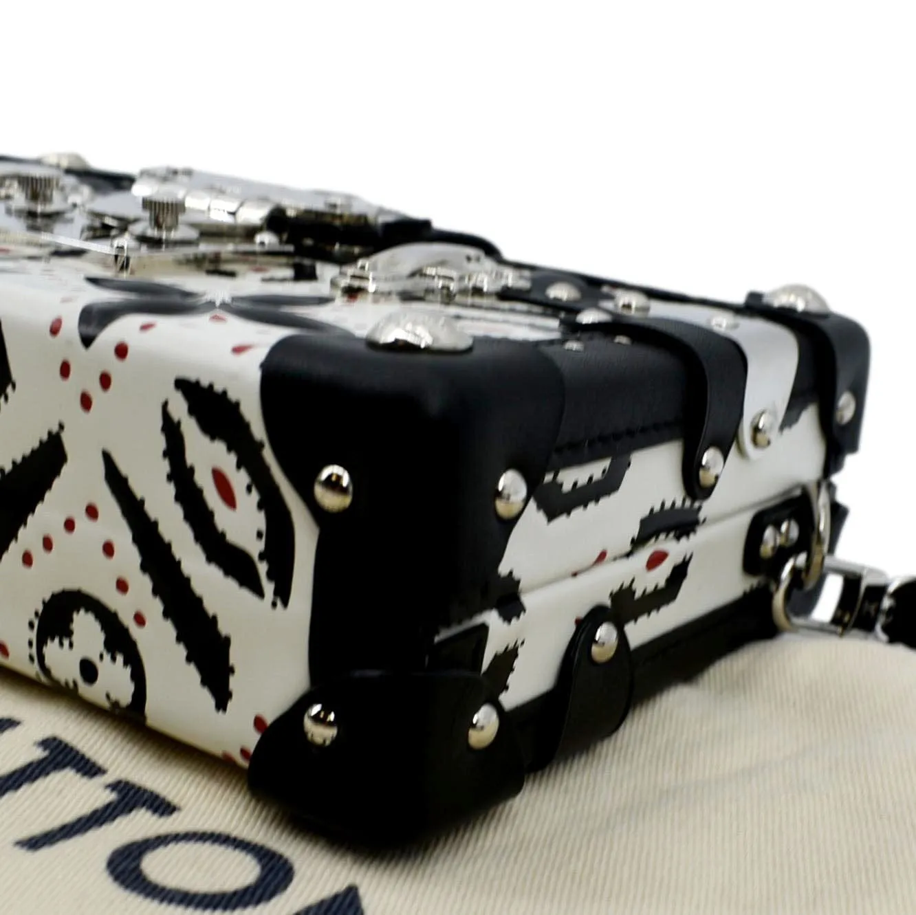 LOUIS VUITTON Petite Malle Graphic Print Leather Crossbody Bag Black/Multicolor