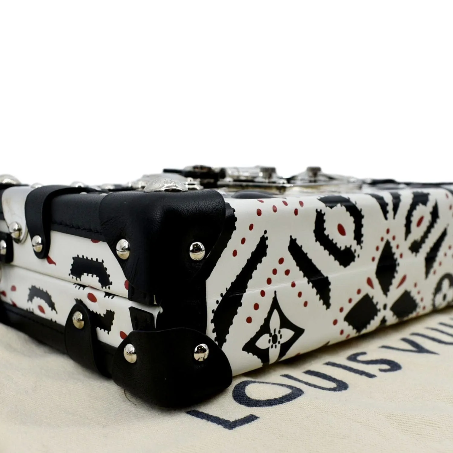 LOUIS VUITTON Petite Malle Graphic Print Leather Crossbody Bag Black/Multicolor