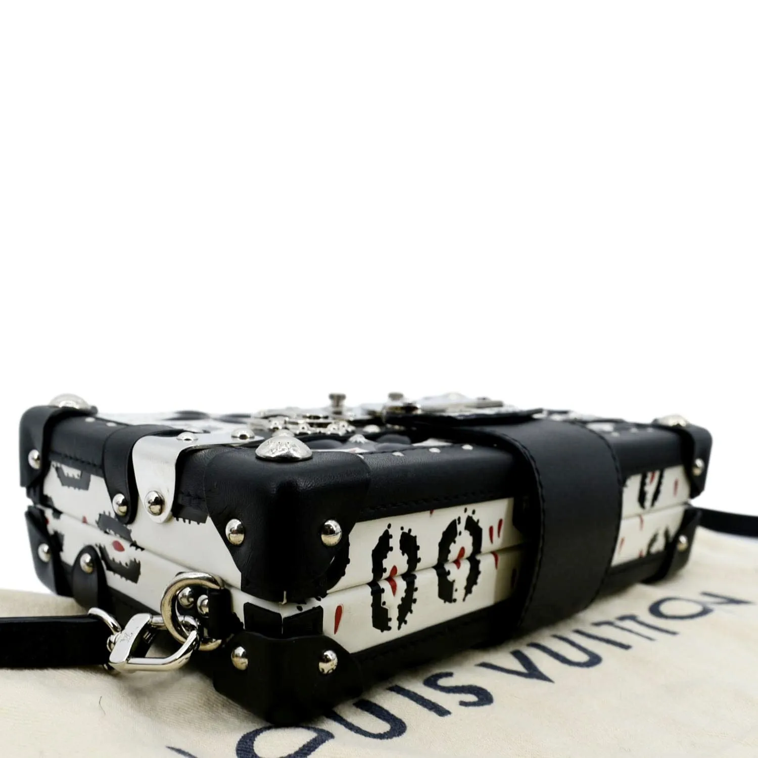 LOUIS VUITTON Petite Malle Graphic Print Leather Crossbody Bag Black/Multicolor