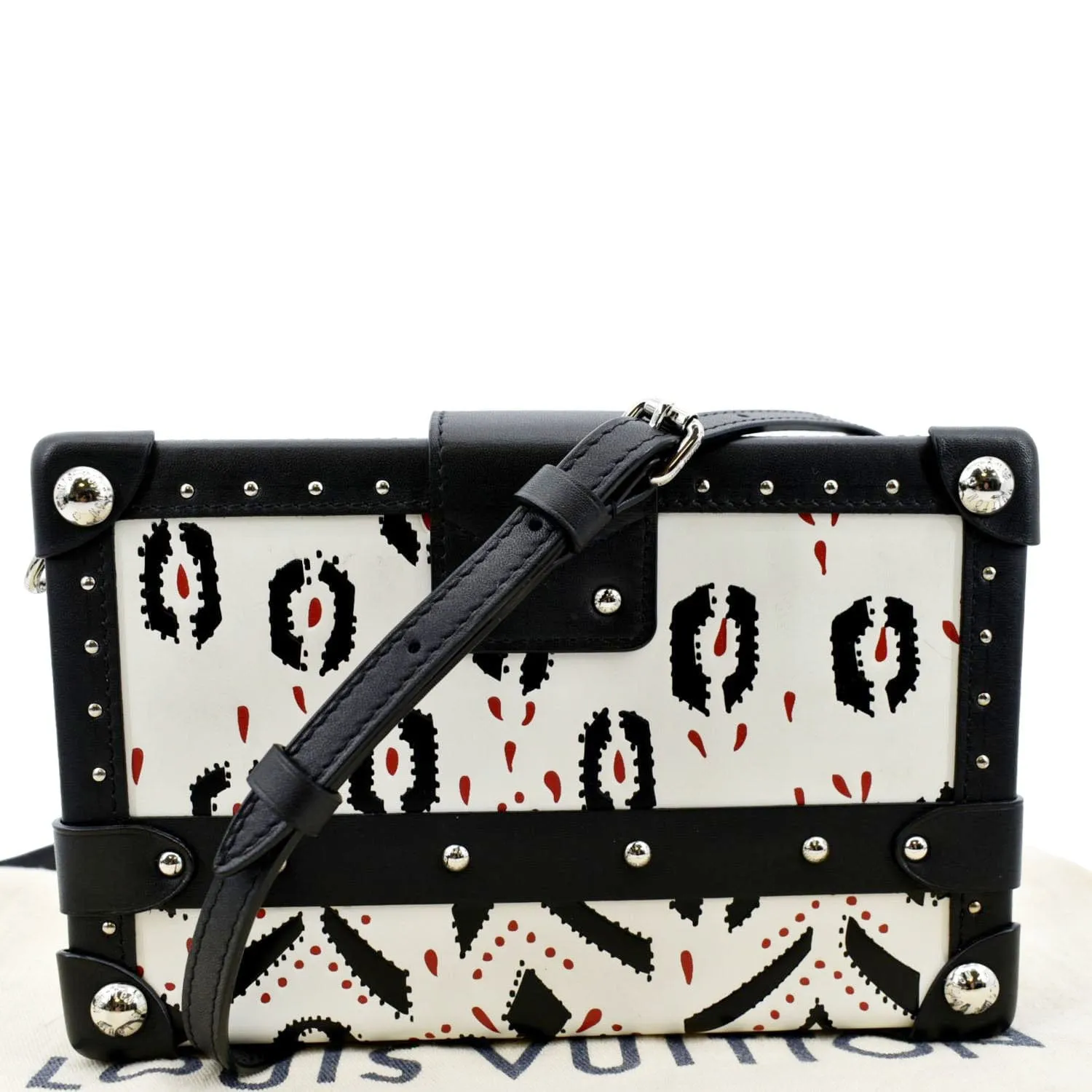 LOUIS VUITTON Petite Malle Graphic Print Leather Crossbody Bag Black/Multicolor