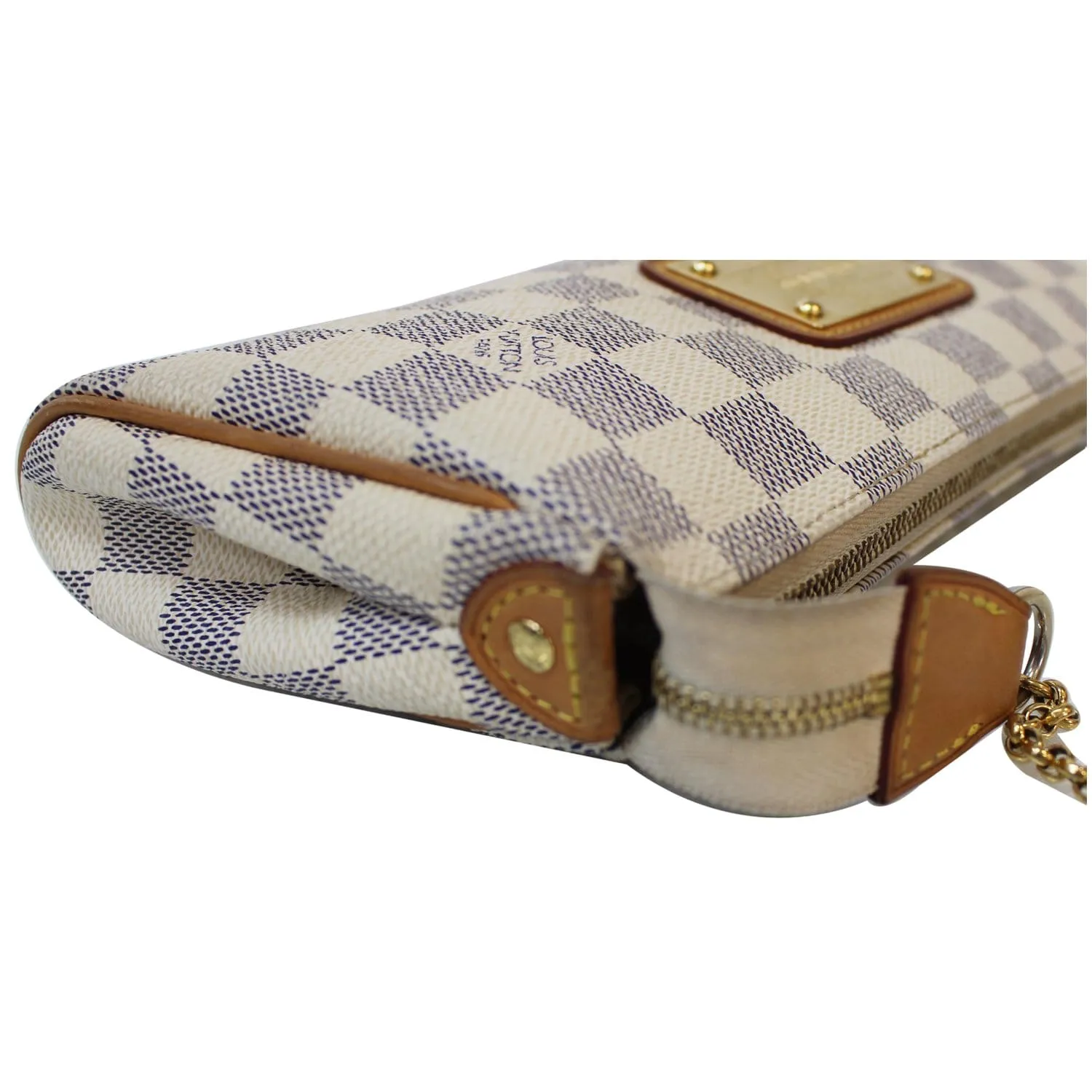 LOUIS VUITTON Pochette Eva Damier Azur Clutch Crossbody Bag White - 15% OFF