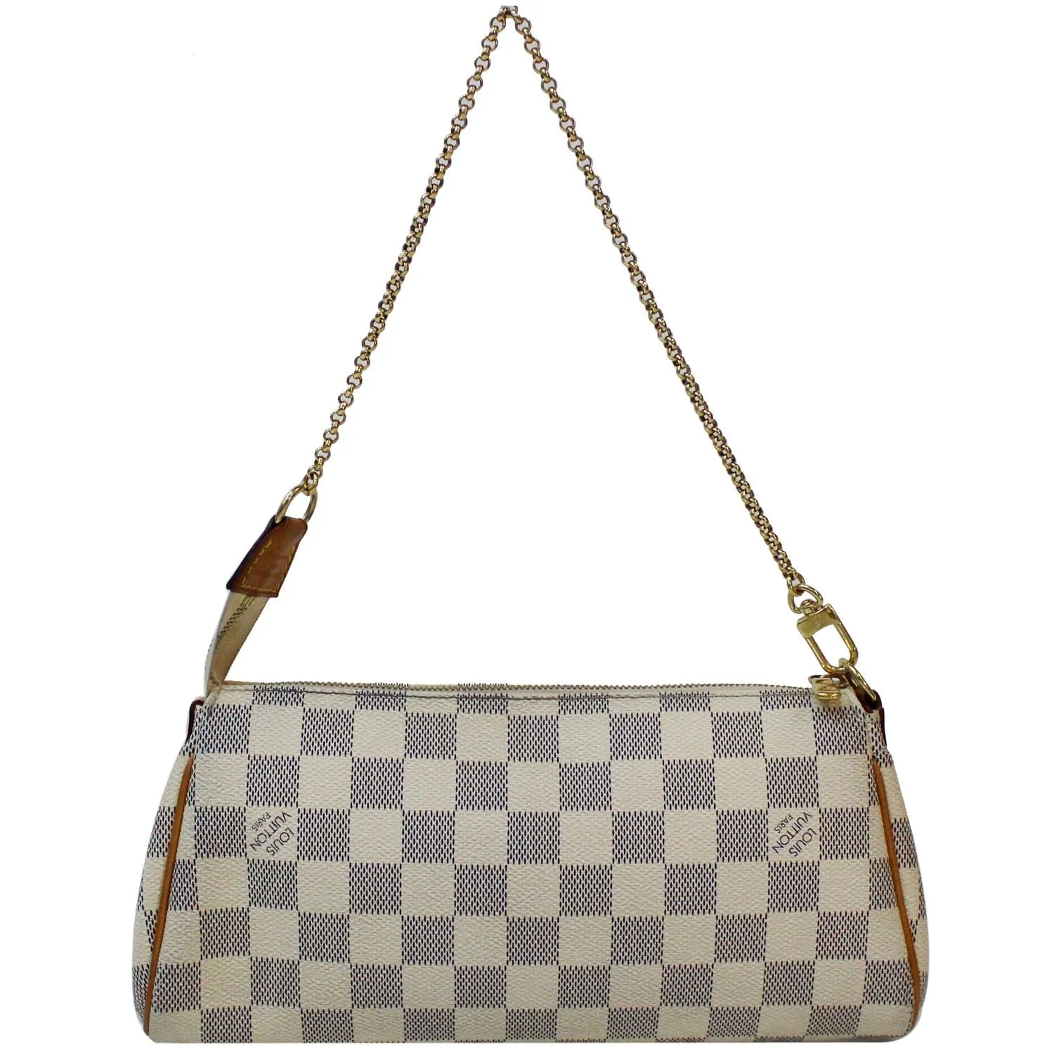 LOUIS VUITTON Pochette Eva Damier Azur Clutch Crossbody Bag White - 15% OFF