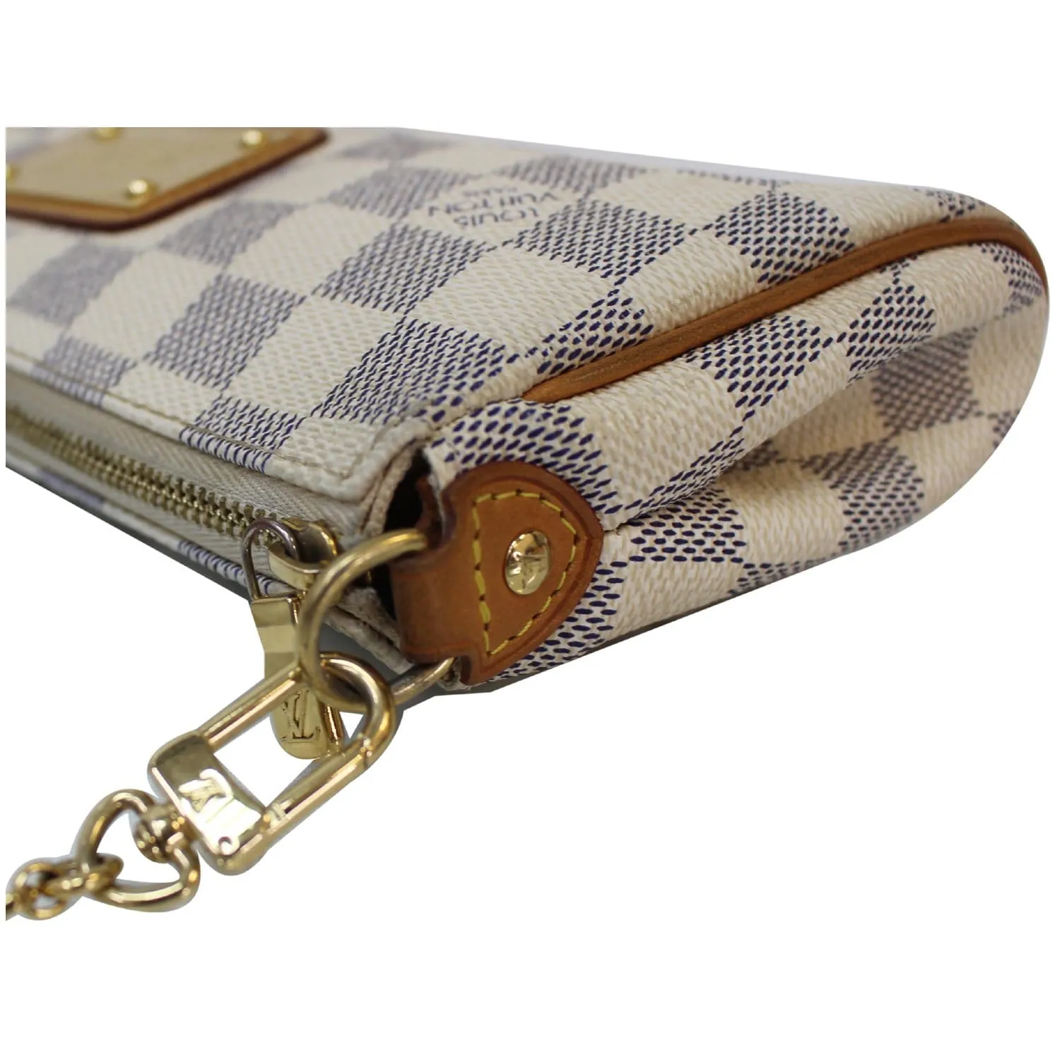 LOUIS VUITTON Pochette Eva Damier Azur Clutch Crossbody Bag White - 15% OFF