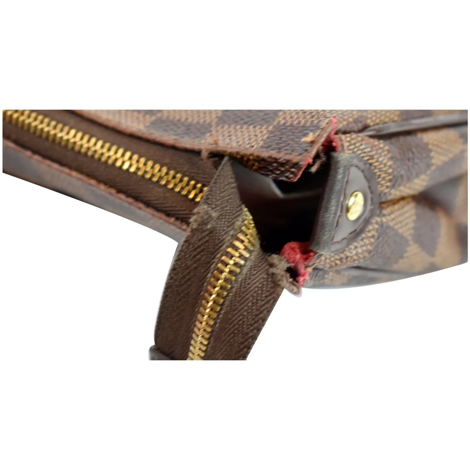 LOUIS VUITTON Pochette Eva Damier Ebene Clutch Crossbody Bag Brown