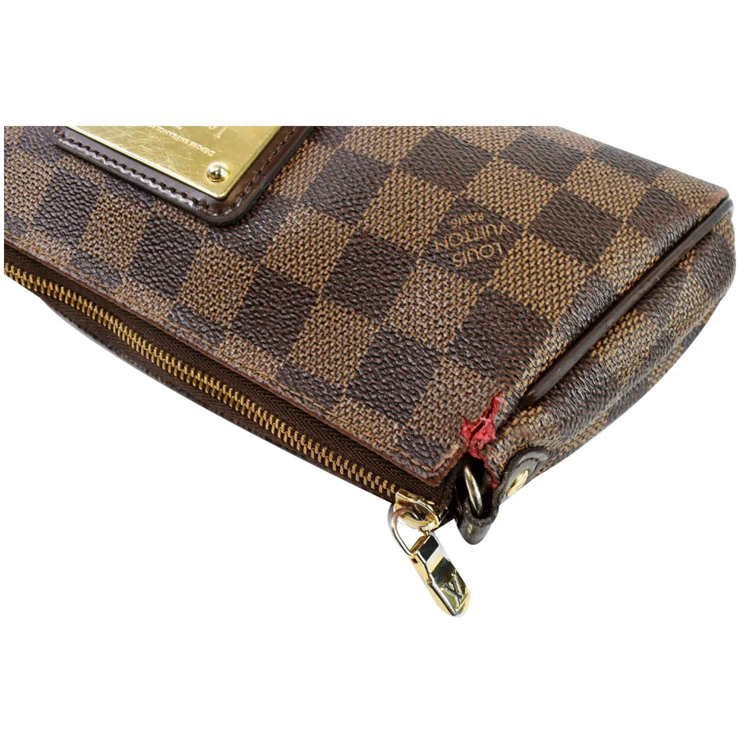LOUIS VUITTON Pochette Eva Damier Ebene Clutch Crossbody Bag Brown