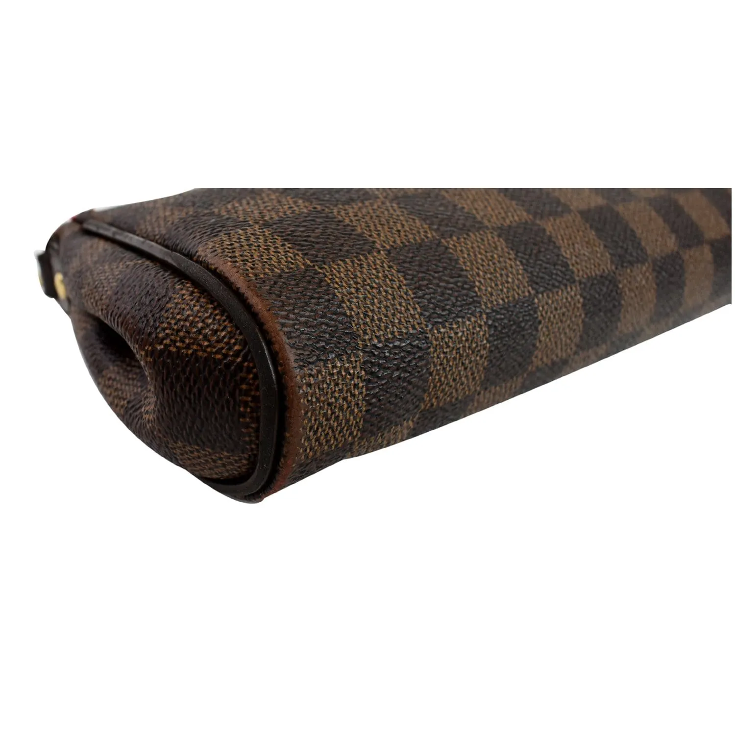 LOUIS VUITTON Pochette Eva Damier Ebene Clutch Crossbody Bag Brown