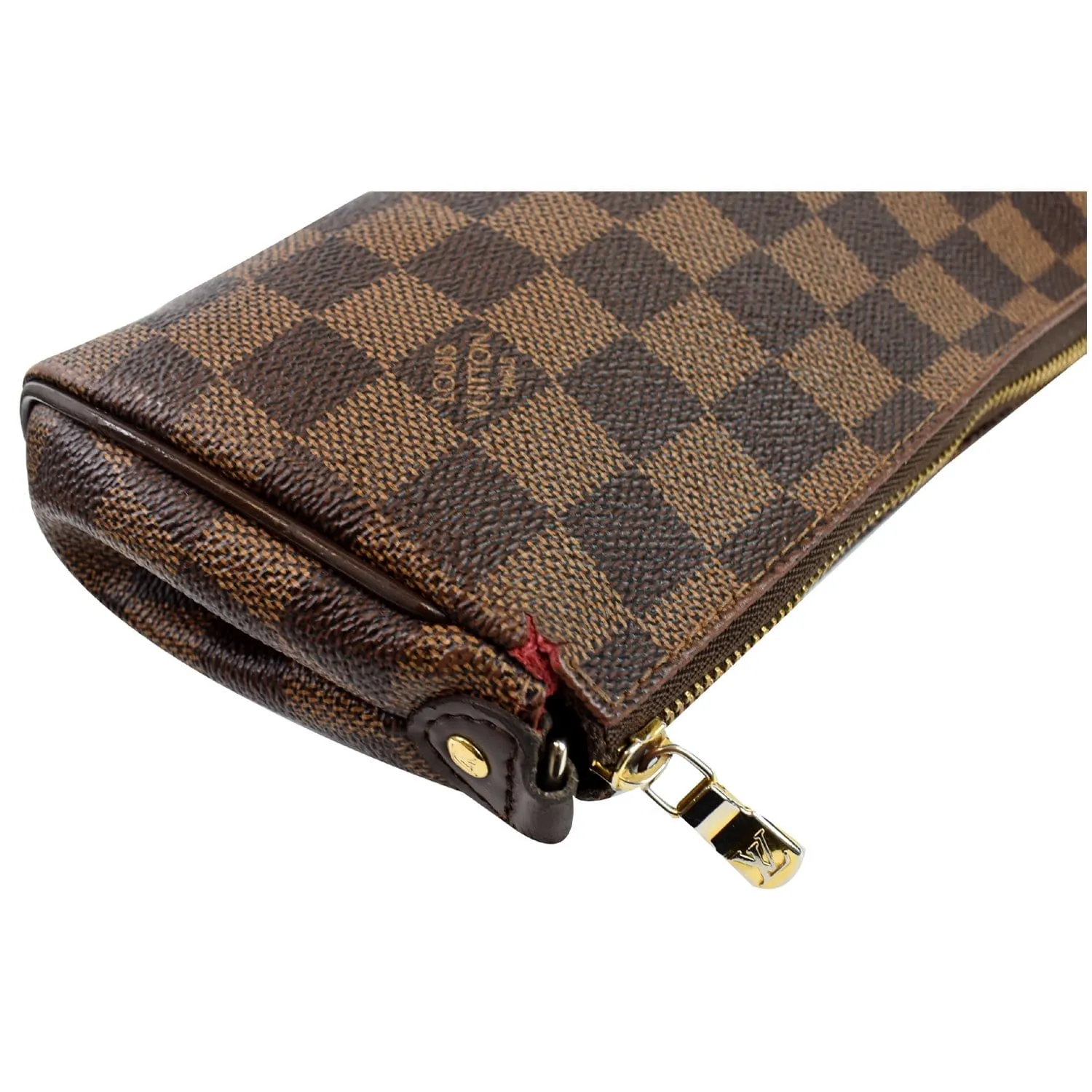 LOUIS VUITTON Pochette Eva Damier Ebene Clutch Crossbody Bag Brown